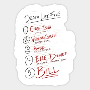 Death List Five Sticker